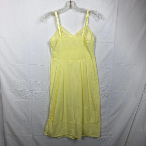 Vintage Embroidered Yellow Slip 34  Adjustable Straps V-Neck Side Slit 3000-3 - Picture 6 of 6